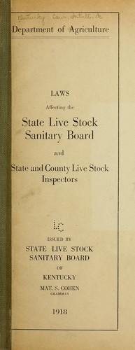 Cover for Laws affecting the State live stock sanitary board and state and county live stock inspectors