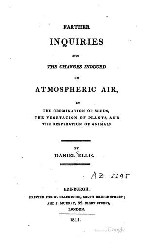 Cover for Farther Inquiries Into the Changes Induced on Atmospheric Air: By the ...