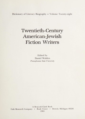 Cover for Twentieth-century American-Jewish fiction writers