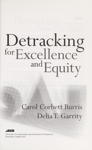 Cover for Detracking for excellence and equity