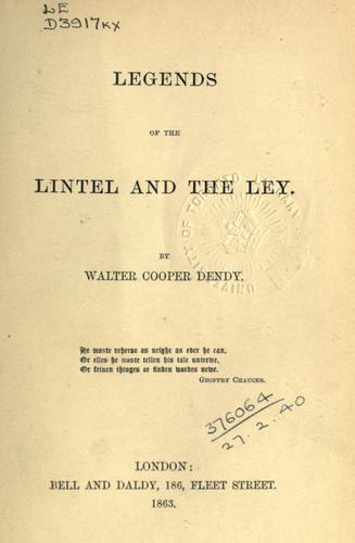 Cover for Legends of the lintel and the ley.
