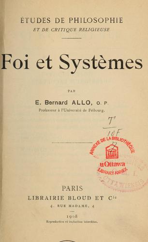 Cover for Foi et systèmes