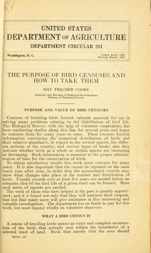 Cover for The purpose of bird censuses and how to take them