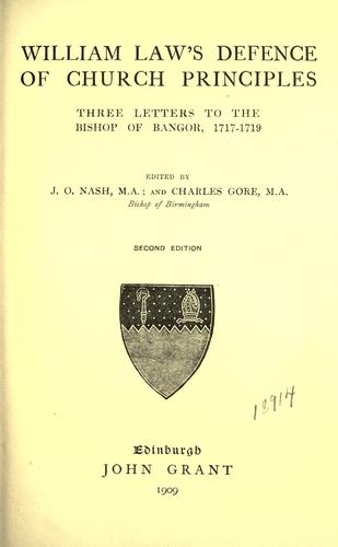 Cover for William Law's defence of church principles