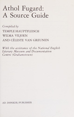 Cover for Athol Fugard, a source guide