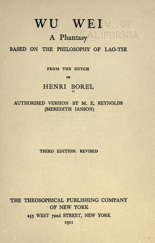 Cover for Wu Wei, a phantasy based on the philosophy of Lao-Tse: from the Dutch of Henri Borel.