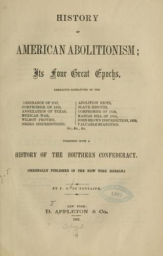 Cover for History of American abolitionism