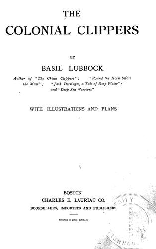 Cover for The colonial clippers