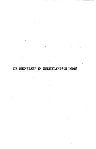 Cover for De Chineezen in Nederlandsch-Indië