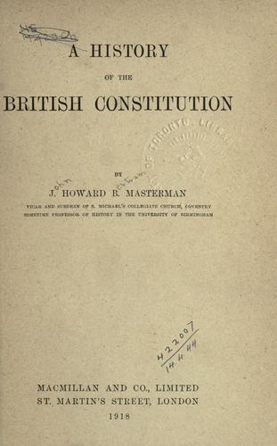 Cover for A history of the British constitution.