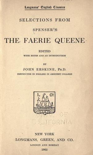 Cover for Selections from Spenser's The faerie queene