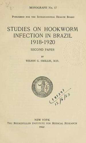 Cover for Studies on hookworm infection in Brazil, 1918-1920, second paper.