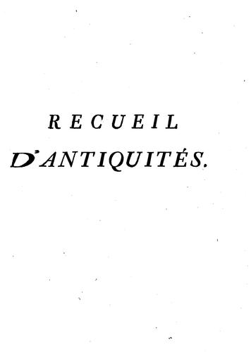 Cover for Recueil d'antiquités égyptiennes, étrusques, grecques et romaines..