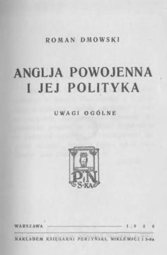 Cover for Anglja powojenna i jej polityka