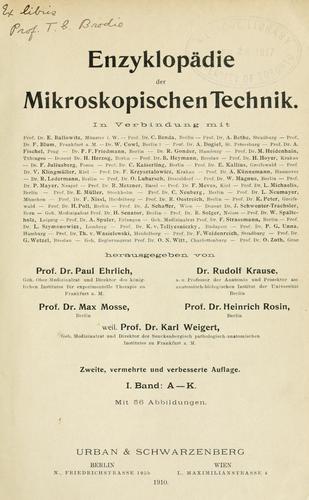 Cover for Enzyklopädie der mikroskopischen Technik, hrsg. von Paul Ehrlich [et. al.]