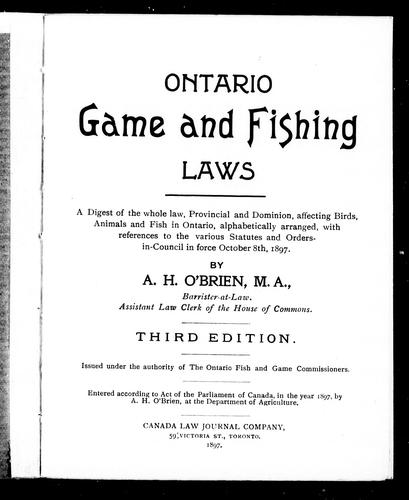 Cover for Ontario game and fishing laws