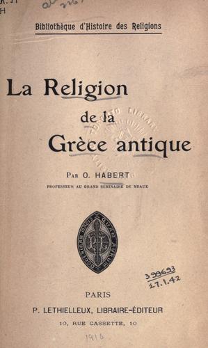 Cover for religion de la Grèce antique.