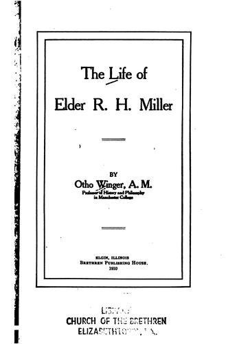Cover for The life of Elder R. H. Miller