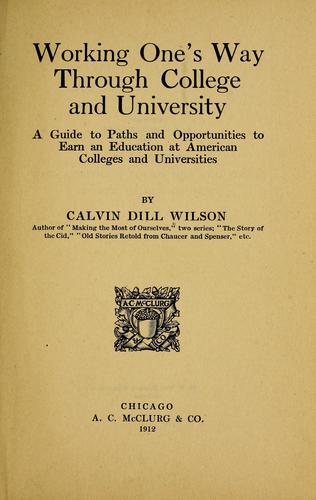 Cover for Working one's way through college and university
