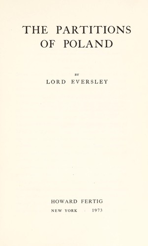 Cover for The partitions of Poland.