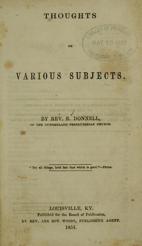 Cover for Thoughts on various subjects