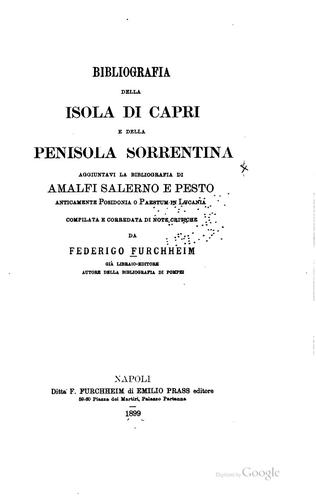 Cover for Bibliografia della isola di Capri e della penisola sorrentina, aggiuntavi la ...