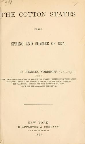 Cover for The cotton states in the spring and summer of 1875