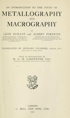 Cover for introduction to the study of metallography and macrography