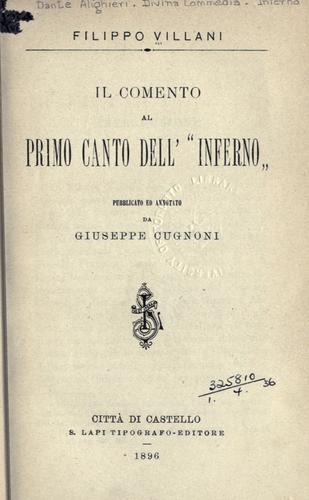 Cover for Il comento al primo canto dell' Inferno.