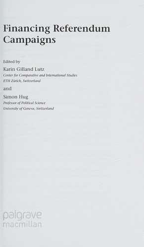 Cover for Financing referendum campaigns