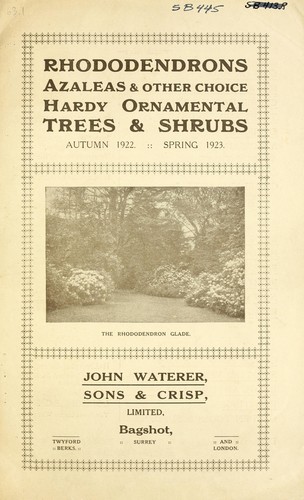 Cover for Rhododendrons, azaleas & other choice hardy ornamental trees & shrubs, autumn 1922 spring 1923