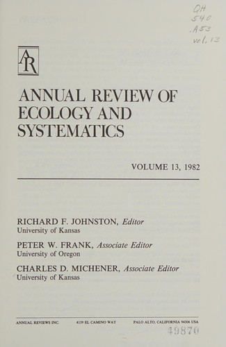Cover for Annual Review of Ecology and Systematics