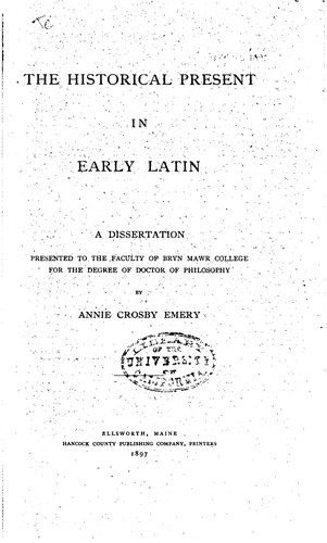 Cover for The Historical Present in Early Latin