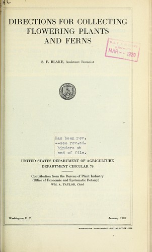 Cover for Directions for collecting flowering plants and ferns