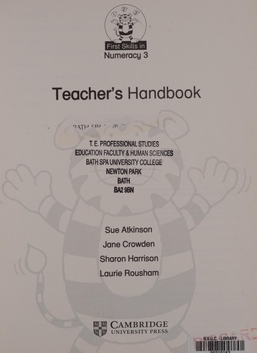 Cover for First Skills in Numeracy 3 Teacher's handbook (First Skills in Numeracy)