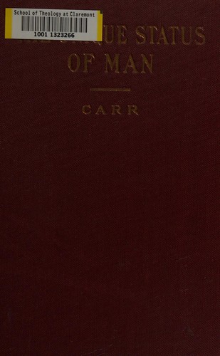 Cover for The unique status of man