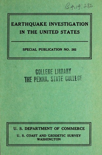 Cover for Earthquake investigation in the United States