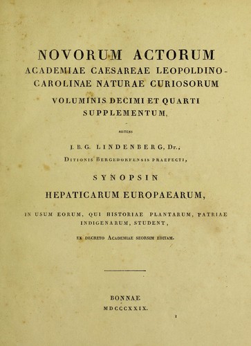 Cover for Synopsis Hepaticarum Europaearum, adnexis observationibus et adnotationibus criticis illustrata