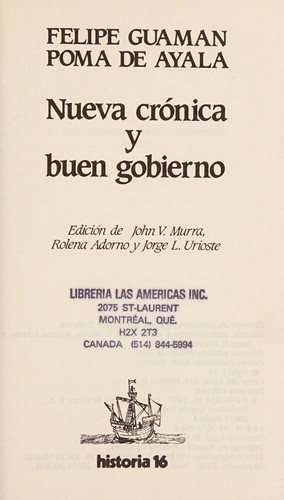 Cover for Nueva crónica y buen gobierno