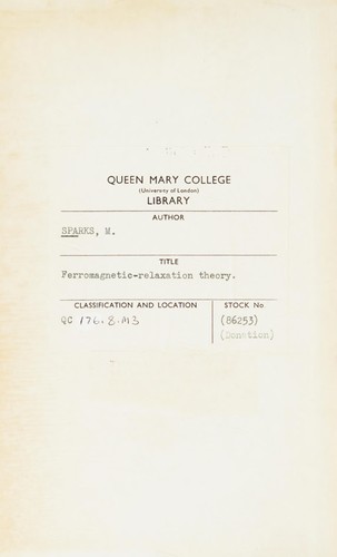 Cover for Ferromagnetic-relaxation theory.