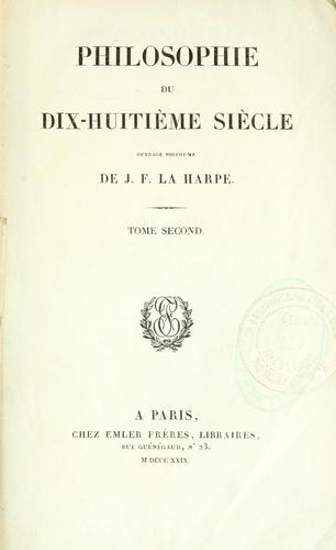 Cover for Philosophie du dix-huitième siècle