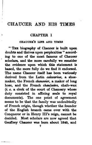 Cover for Chaucer and his times