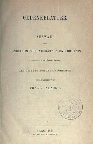 Cover for Gedenkbl©·atter.