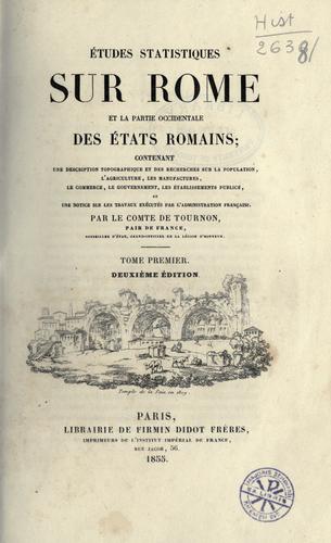 Cover for Études statistiques sur Rome et la partie occidentale des états romains