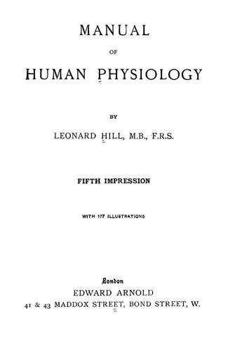 Cover for Manual of human physiology