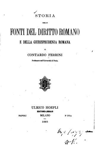Cover for Storia delle fonti del diritto romano e della giurisprudenza romana