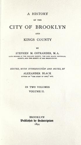 Cover for A history of the city of Brooklyn and Kings county
