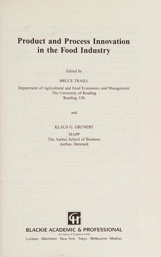 Cover for Product and process innovation in the food industry