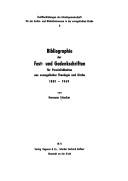 Cover for Bibliographie der Fest- und Gedenkschriften für Persönlichkeiten aus evangelischer Theologie und Kirche.