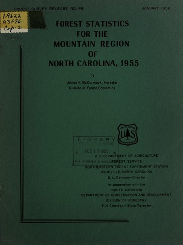 Cover for Forest statistics for the mountain region of North Carolina, 1955